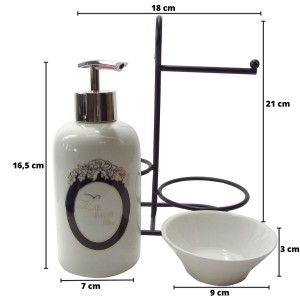 JOGO PARA BANHEIRO DE PORCELANA BRANCO 3 PÇS -1350-DECOR