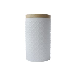 POTE DE METAL EM ESTAMPA GEOMÉTRICA COM TAMPA 11X20CM 1L 300ML - 2360