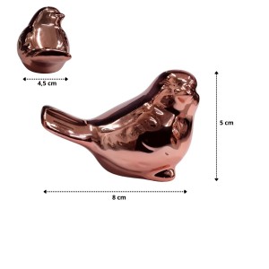 PÁSSARO EM PORCELANA DECORATIVO 8X5X4,5CM COBRE - HD62909-CO