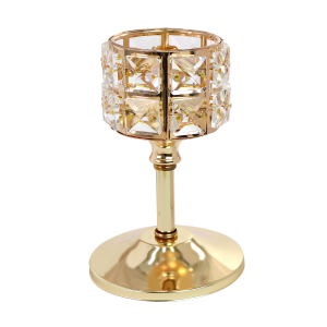 CASTIÇAL DE METAL E PLÁSTICO DOURADO 15CM - 2460