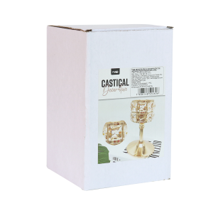 CASTIÇAL DE METAL E PLÁSTICO DOURADO 15CM - 2460