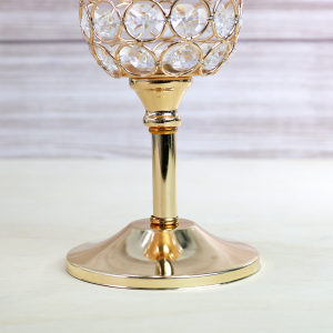 CASTIÇAL REDONDO DE PLÁSTICO E METAL DOURADO 16CM - 2458