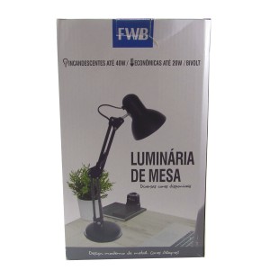 LUMINARIA DE MESA ARTICULADA DE METAL 53,5CM BIVOLT - 97771