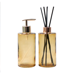 KIT FRASCO DIFUSOR COM PORTA SABONETE LIQUIDO DE VIDRO 340ML - 96146-AMBAR