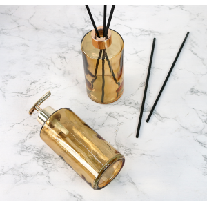 KIT FRASCO DIFUSOR COM PORTA SABONETE LIQUIDO DE VIDRO 340ML - 96146-AMBAR