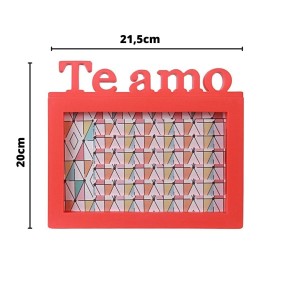 PORTA RETRATO  DE PLÁSTICO COM FRASE TE AMO 15X20 CM -CT1476-VM