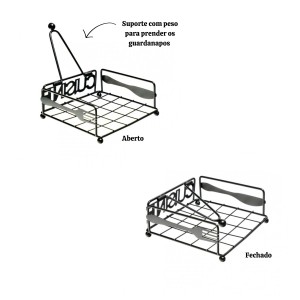 PORTA GUARDANAPO DE  METAL ARAMADO PRETO 7.5CM X 18CM - 2395