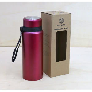 GARRAFA ISOTÉRMICA AÇO INOX COM INFUSOR E ALÇA 650ML - LC1709-VN