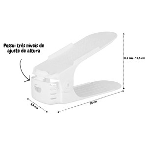 ORGANIZADOR DE SAPATO ALTURA REGULÁVEL DE PLASTICO 25X10CM - ORG16-BR