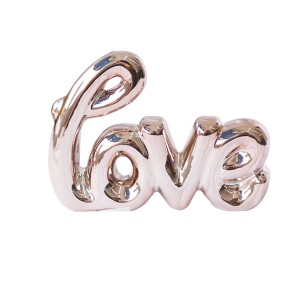 ENFEITE DECORATIVO DE CERÂMICA COM A FRASE LOVE 2.8X9.4X12.8 - HD80725-GR