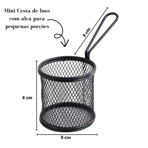 MINI CESTA DE SERVIR PORÇÕES EM FERRO REDONDA 8X8X7,5CM - CA09707