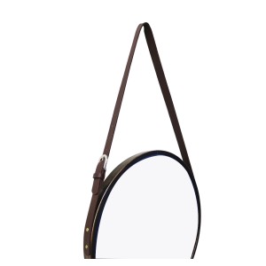 ESPELHO COM ALÇA EM COURO SINTÉTICO E AJUSTE NA LATERAL 45 CM- 3077-CO