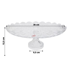 PRATO OVAL COM PÉ DE VIDRO EM RELEVO 23X36CM - 741015W