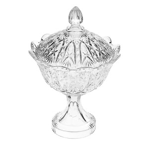 BOMBONIERE COM PÉ E TAMPA DE VIDRO 28CM - 341205W