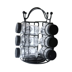 PORTA CONDIMENTO GIRATÓRIO ARAMADO DE VIDRO COM 12 PEÇAS - BRJC10185