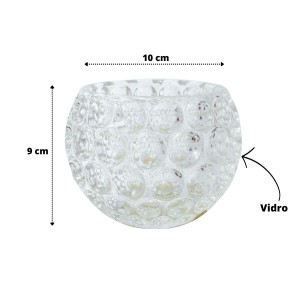 CASTIÇAL DE VIDRO COM RELEVO 9CM - GDR0225