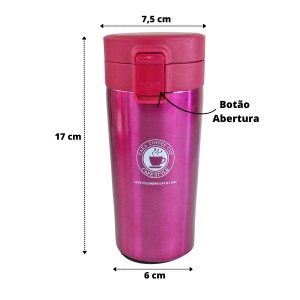 COPO ISOTERMICO DE AÇO INOX COM TRAVA 300ML - GDR0536-PK