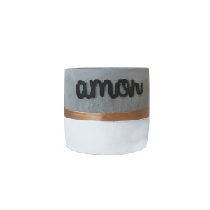 VASO DE CIMENTO COM FRASE AMOR 10X9CM - GDR0553-A