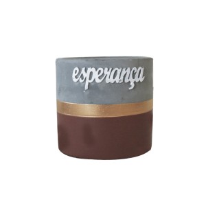 VASO DE CIMENTO COM FRASE ESPERANÇA 10X9CM - GDR0553-D