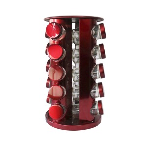 PORTA TEMPERO GIRATÓRIO COM SUPORTE REDONDO VERMELHO COM 20 PÇS - BF4074