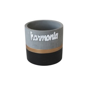 VASO DE CIMENTO COM FRASE HARMONIA10X9CM - GDR0553-B
