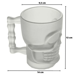 JOGO 2 CANECAS DE VIDRO FOSCO CAVEIRA ROCK STYLE 510ML - 7786