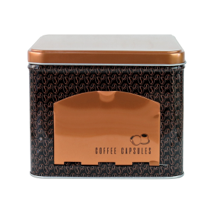 PORTA CAPSULAS DE METAL COM TAMPA E ABERTURA FRONTAL 12X15CM - 1531