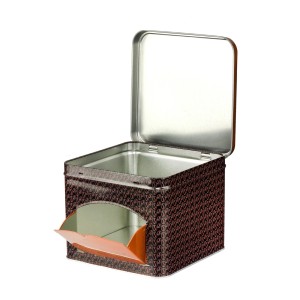 PORTA CAPSULAS DE METAL COM TAMPA E ABERTURA FRONTAL 12X15CM - 1531