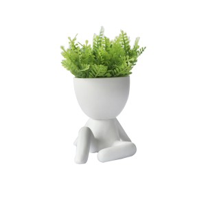 VASO DECORATIVO DE CERÂMICA COM PLANTA ARTIFICIAL 4X9X10CM - 2695-C