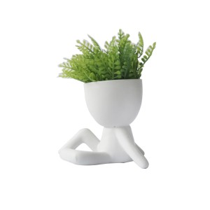 VASO DECORATIVO DE CERÂMICA COM PLANTA ARTIFICIAL 4X9X10CM - 2695-C