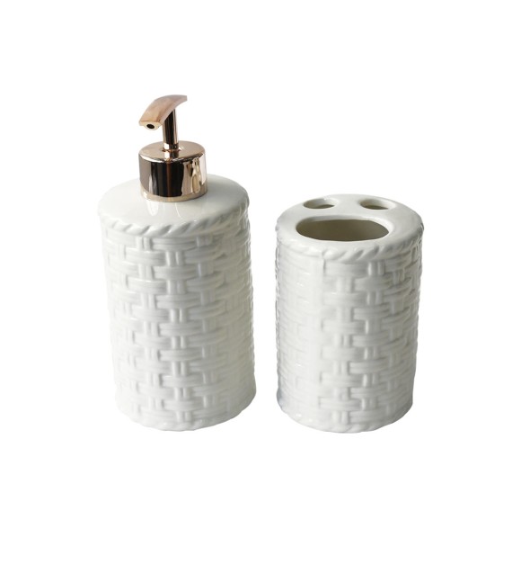 JOGO DE BANHEIRO DE PORCELANA COM 02 PEÇAS COM 390 ML - BRHW10413