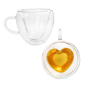 XÍCARA DE CAFÉ DUPLA CAMADA DE VIDRO CORAÇÃO 200ML  - 211606