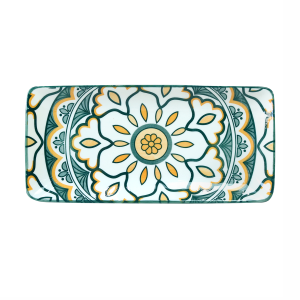 TRAVESSA RETANGULAR DE CERÂMICA ESTAMPADA 25X11,5X2CM - ZY033-B