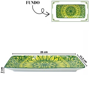 TRAVESSA RETANGULAR DE CERÂMICA ESTAMPADA 25X11,5X2CM - ZY033-G
