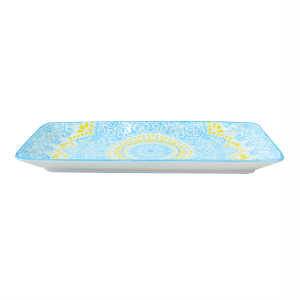 TRAVESSA RETANGULAR DE CERÂMICA ESTAMPADA 25X11,5X2CM - ZY033-J