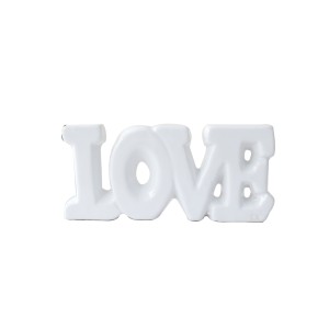 ENFEITE DECORATIVO DE CERÂMICA COM A FRASE LOVE 16.5X7CM - HD80718-BR