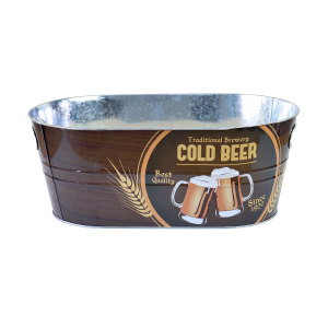BALDE DE GELO DECORADO METAL RETANGULAR PARA CERVEJA 7,6L - CA12216-B