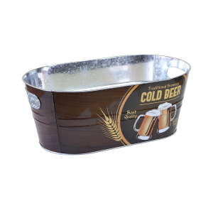 BALDE DE GELO DECORADO METAL RETANGULAR PARA CERVEJA 7,6L - CA12216-B