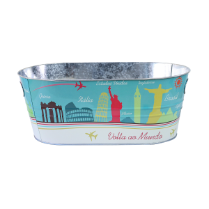 BALDE DE GELO DECORADO METAL RETANGULAR PARA CERVEJA 7,6L - CA12216-C