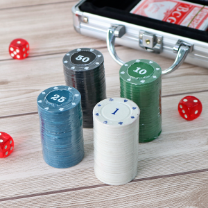 JOGO DE FICHAS PARA POKER NUMERADA NA MALETA 100 FICHAS - IM42059-C