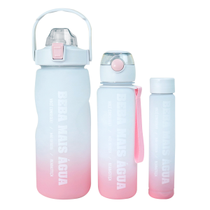 KIT 3 GARRAFAS DE PLÁSTICO MOTIVACIONAL 1500ML, 700ML, 300ML - CA09800-BR