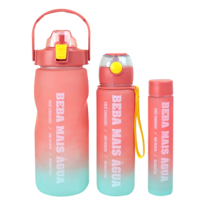 KIT 3 GARRAFAS DE PLÁSTICO MOTIVACIONAL 1500ML, 700ML, 300ML - CA09800-MR