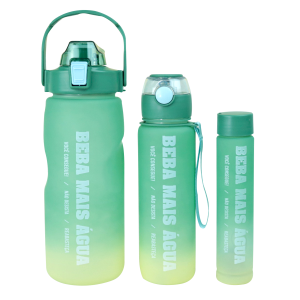 KIT 3 GARRAFAS DE PLÁSTICO MOTIVACIONAL 1500ML, 700ML, 300ML - CA09800-VD
