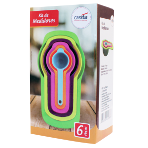 KIT COLHERES MEDIDORAS EM PLÁSTICO COM 6 PEÇAS COLORIDAS  - CA09446
