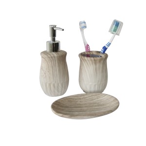 JOGO DE DE BANHEIRO DE CERÂMICA COM 03 PEÇAS MARMORIZADO - BRXD10090