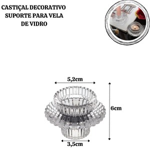 CASTIÇAL DE VIDRO SODO CÁLCICO 8X6CM - CA16248