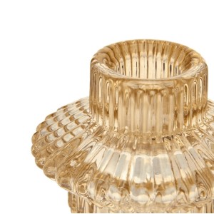 CASTIÇAL NA COR ÂMBAR DE VIDRO SODO CÁLCICO 8X6CM - CA16249