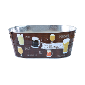 BALDE DE GELO DECORADO METAL RETANGULAR PARA CERVEJA 7,6L - CA12216-D