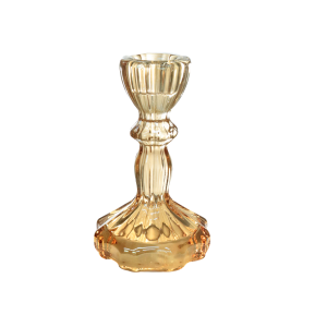 CASTIÇAL DE VIDRO NA COR ÂMBAR SODO CALCICO 6,5X11CM - CA16237