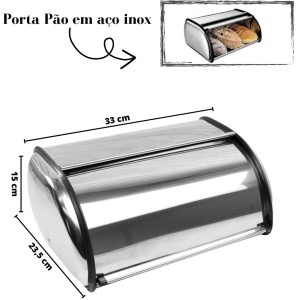 PORTA PÃO EM AÇO INOX 33CM - 6172